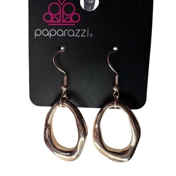 Paparazzi Rose Gold Asymmetrically Artisan Earrings - Picture 2 of 3